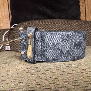 Michael Kors Belt Perforated Black Woman Gold Belt